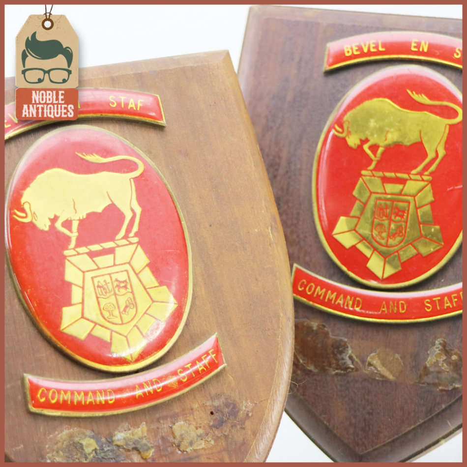 Two Original Wood Mount Military Plaques!!! Bid For Both!!!
