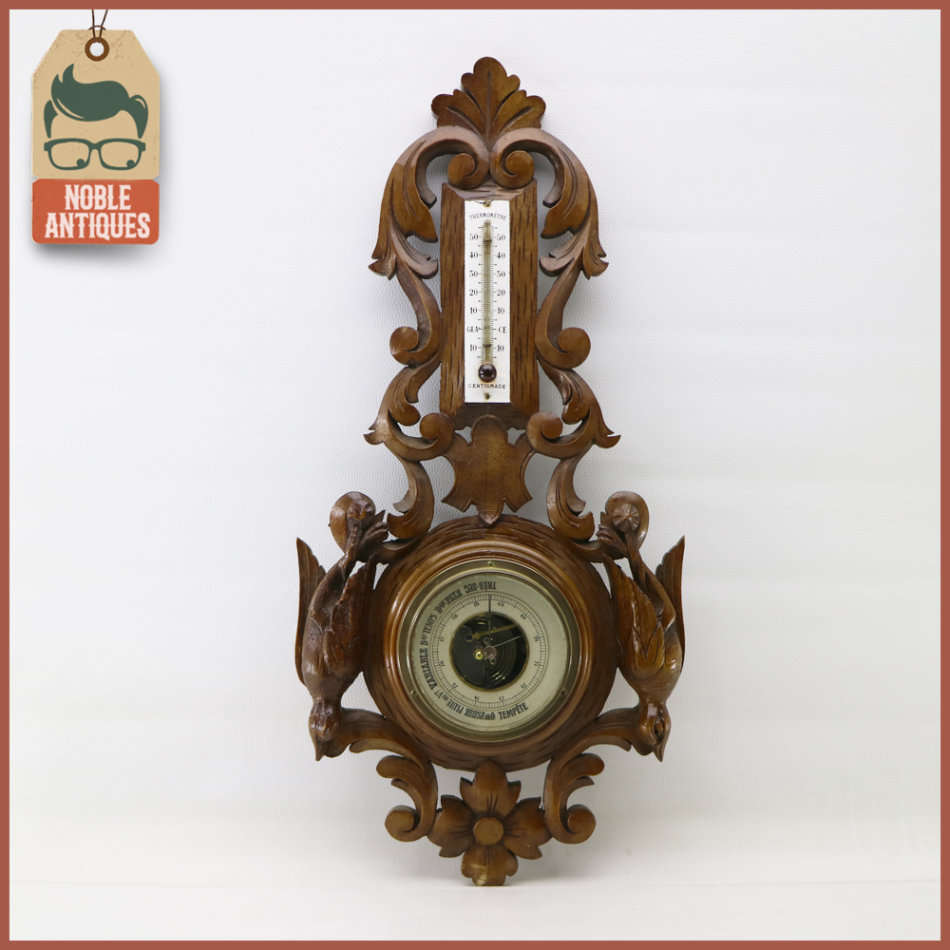 Highly Detailed Antique Wood Carved Barometer, Complete Not Tested!!!