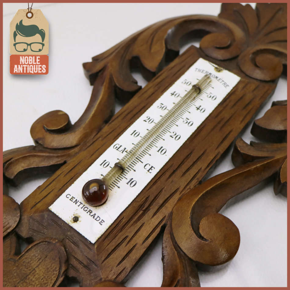 Highly Detailed Antique Wood Carved Barometer, Complete Not Tested!!!