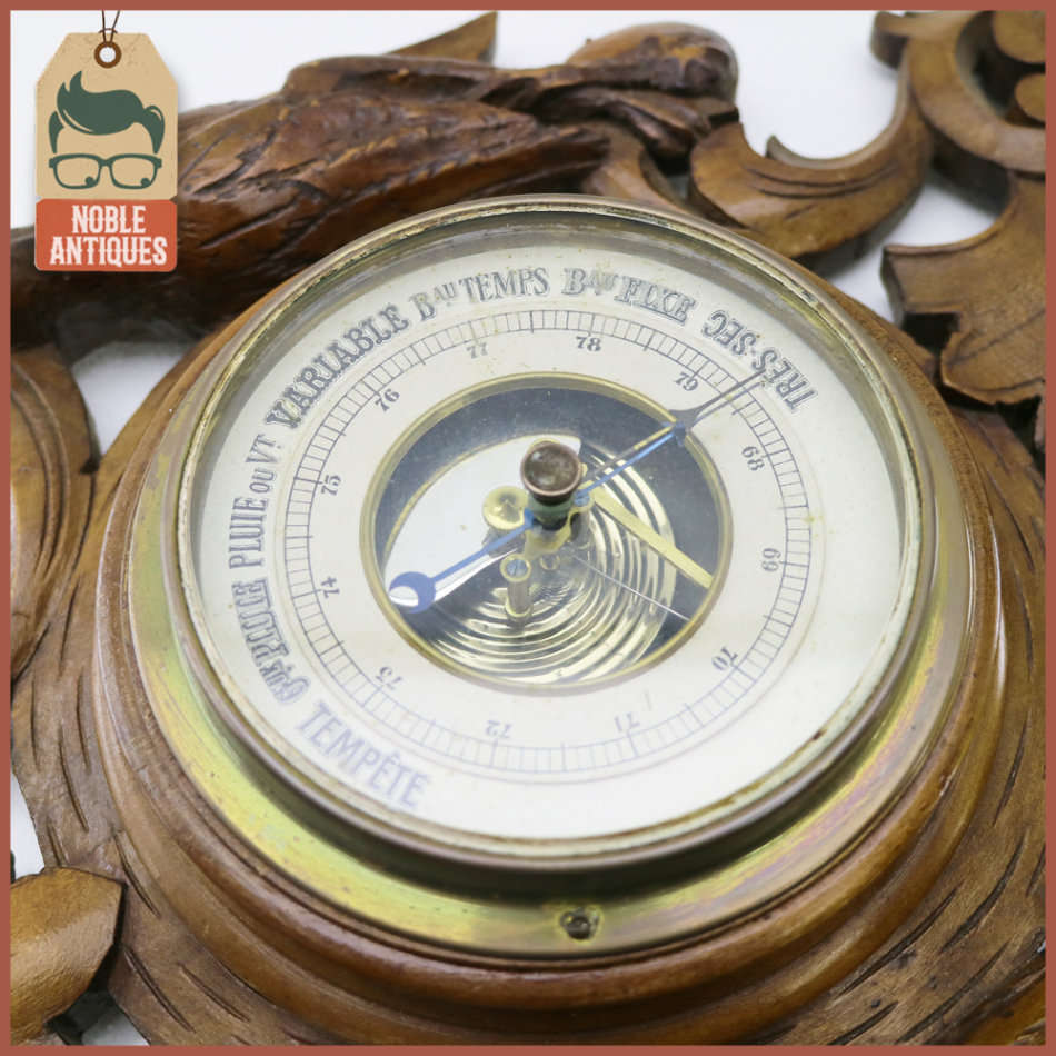 Highly Detailed Antique Wood Carved Barometer, Complete Not Tested!!!