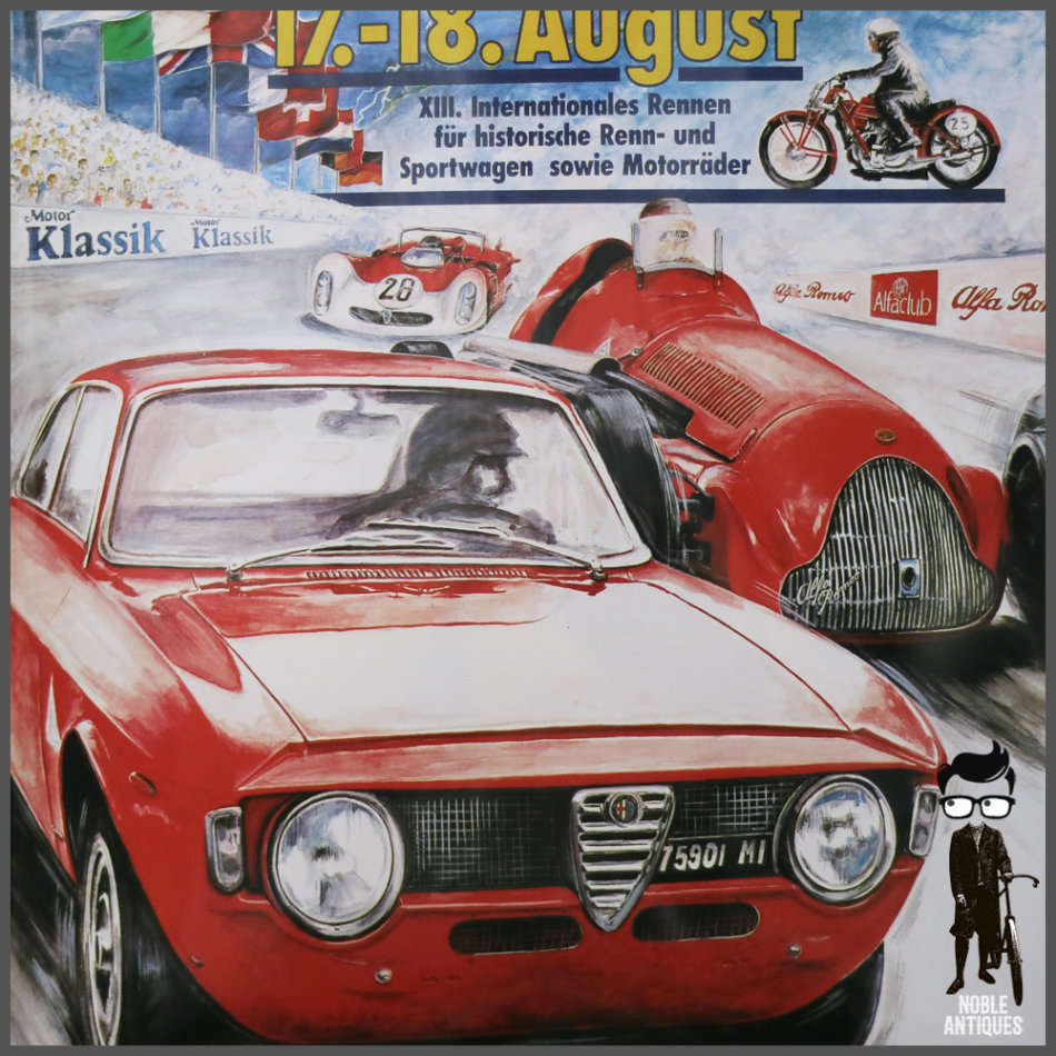 Vintage Styled Lithographed Beveled Metal Alfa Grand Prix!!! 300mm x 200mm