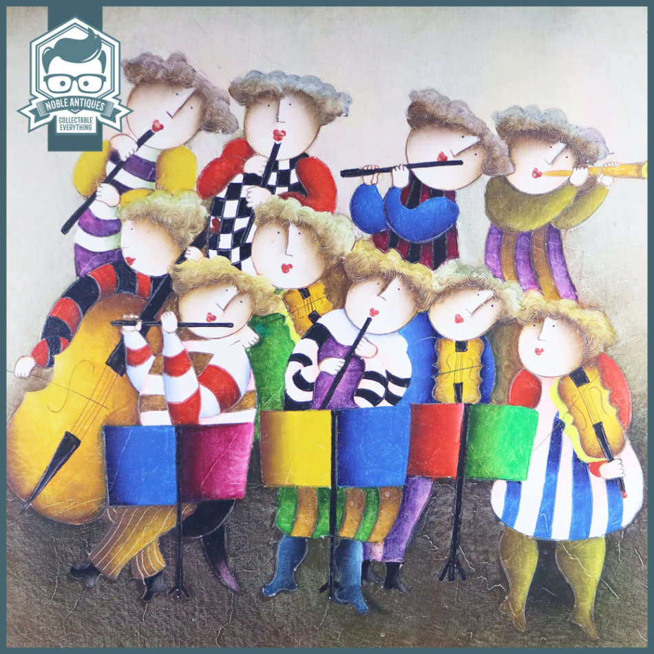 Large Framed Oil On Board Signed Orchestra!!! 1000mm x 850mm