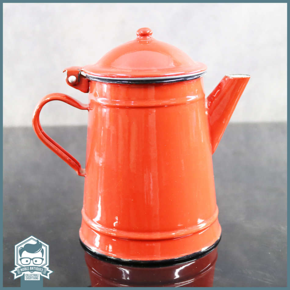 Original Red Polish Enamelware Coffee Pot!!!