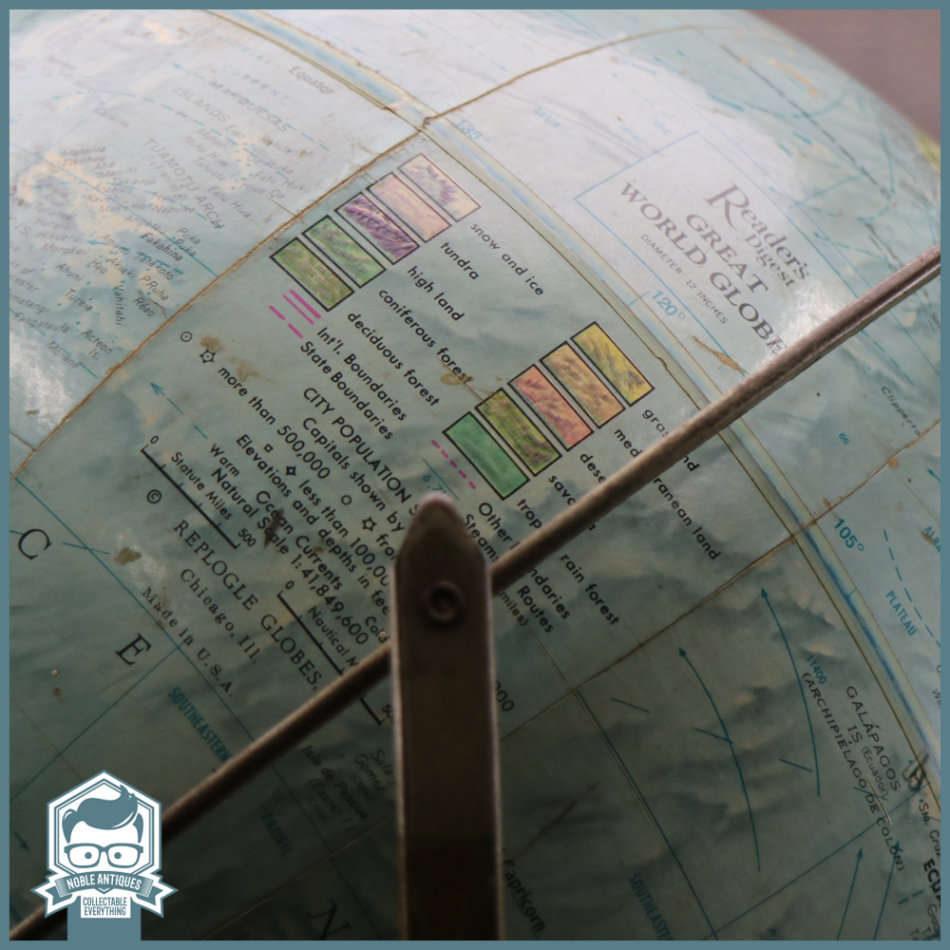 LARGE Vintage Metal Frame Readers Digest World Globe!!!