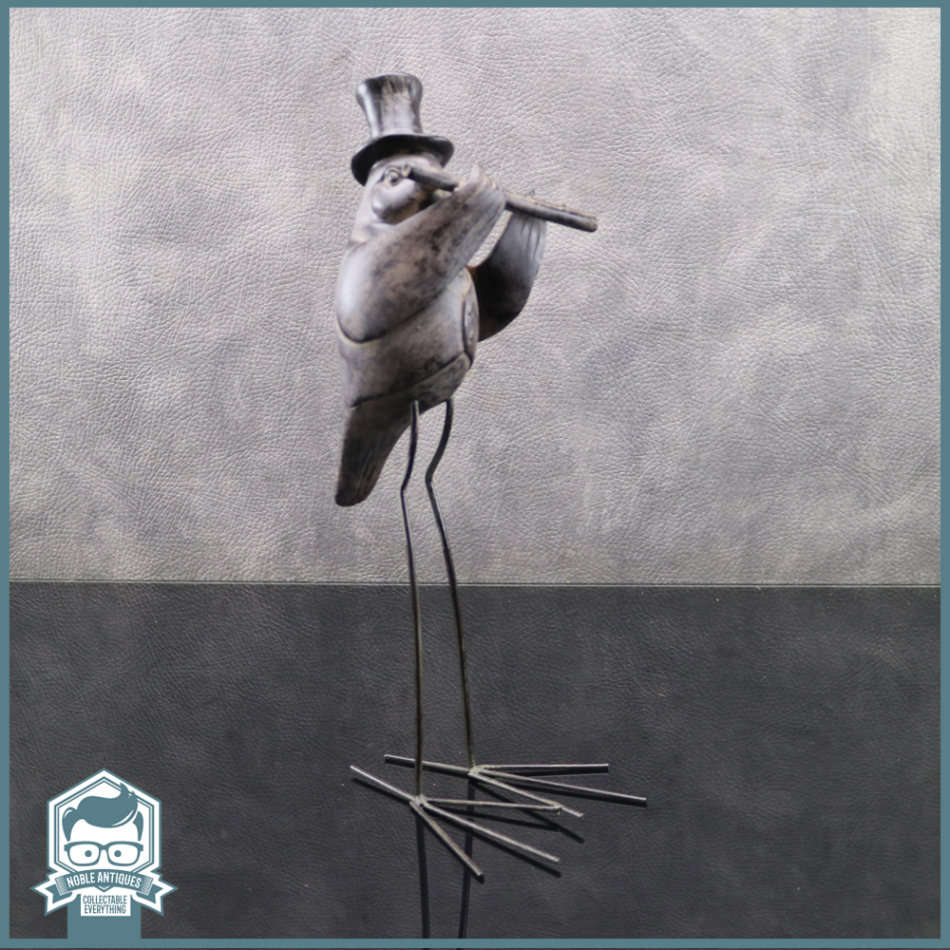 Large Cast Resin and Metal Feet Bird Flute Player!!!