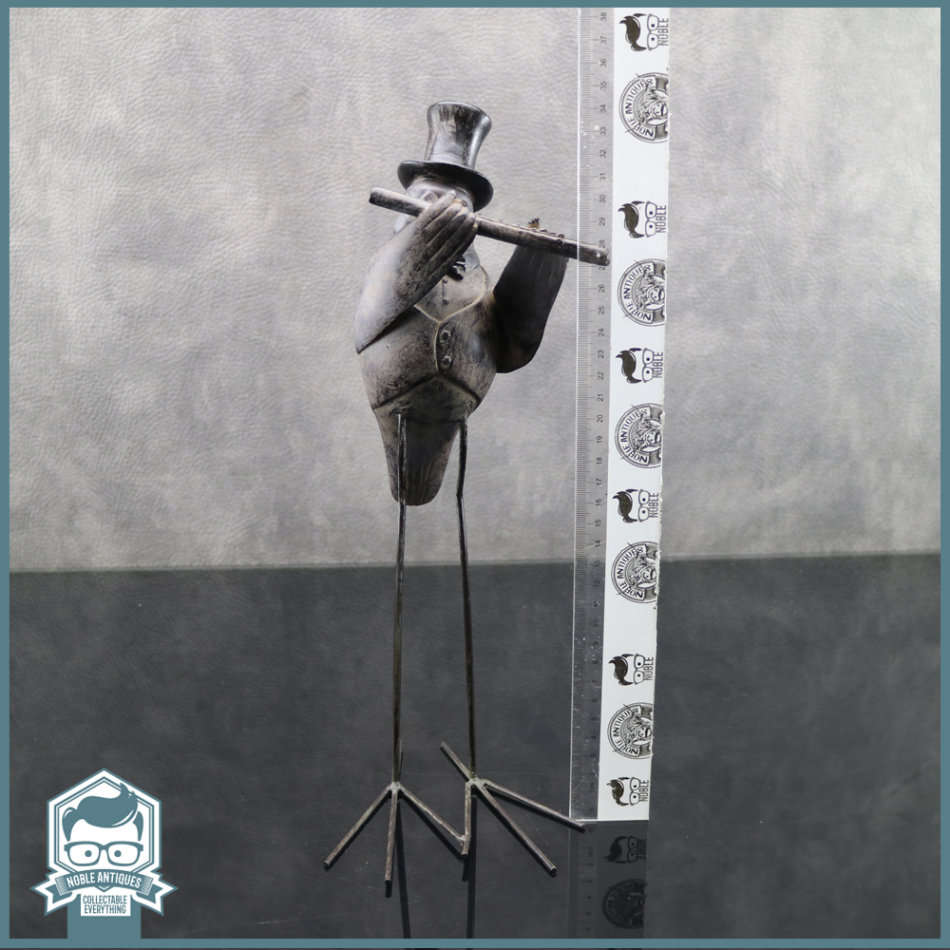 Large Cast Resin and Metal Feet Bird Flute Player!!!