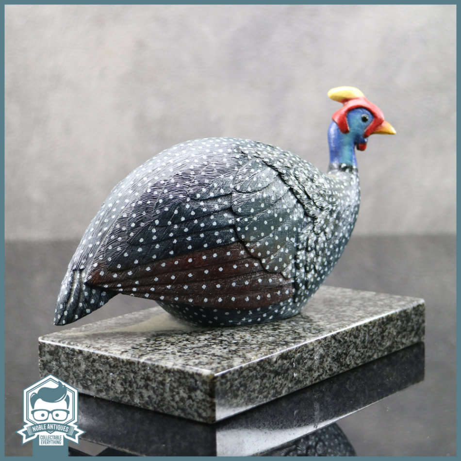 Extremely Detailed Hand Painted Guinea Fowl on Marble Base!!! Two Available!!!