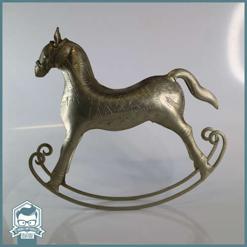 Ornamental Silver Metal Rocking Horse!!!