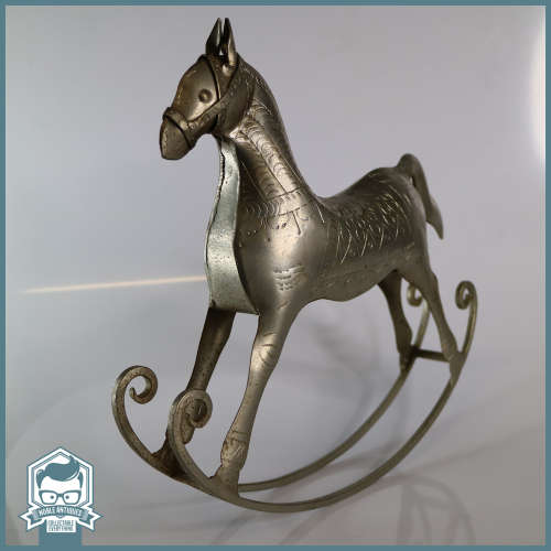 Ornamental Silver Metal Rocking Horse!!!