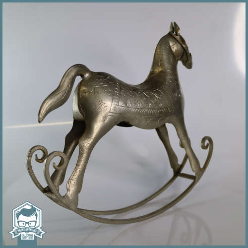 Ornamental Silver Metal Rocking Horse!!!