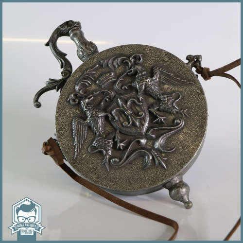 Ornate Cast Metal Antique Reproduction Gunpowder Flask!!!
