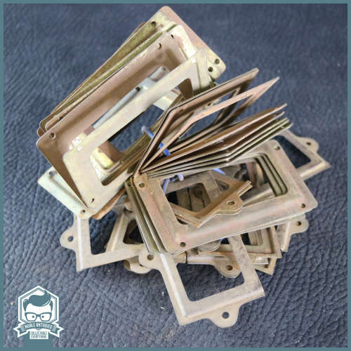 Massive Vintage Brass and Metal Shelf Labeling Fixtures - Over 40!!! Bis For All!!!