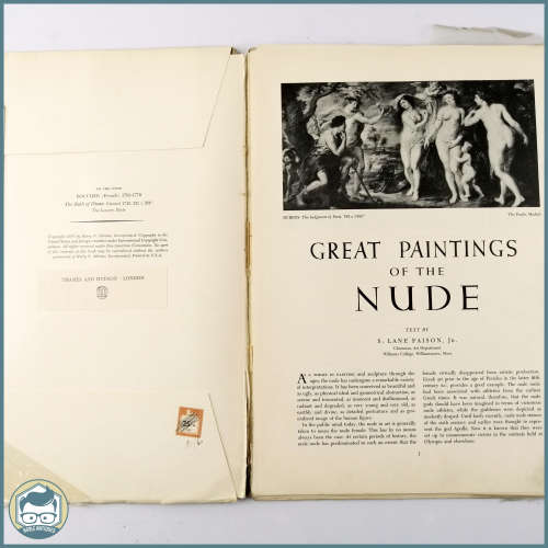 Large Original 1950`s Abrams Art book - Great Paintings Of The Nude With Color Plates!!!