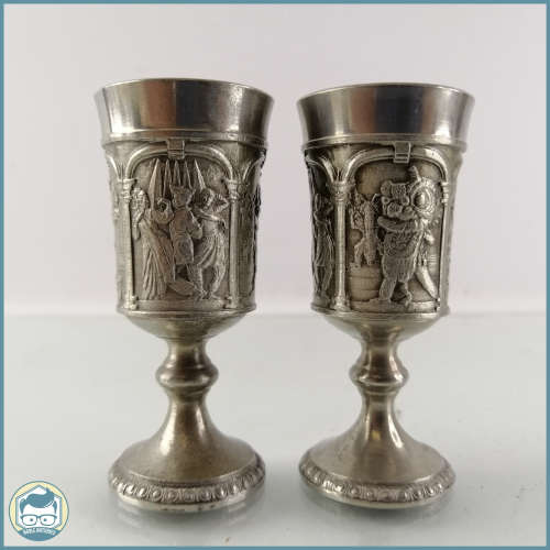 Two Small Highly Detailed Pewter Goblets!!!