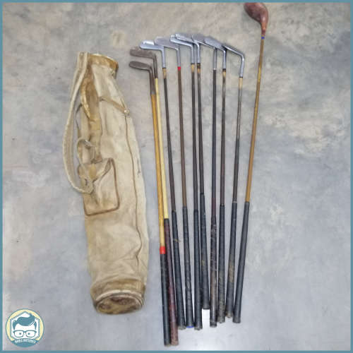 Super Cool!!! Vintage Golf Set With Leather and Canvas Bag!!!