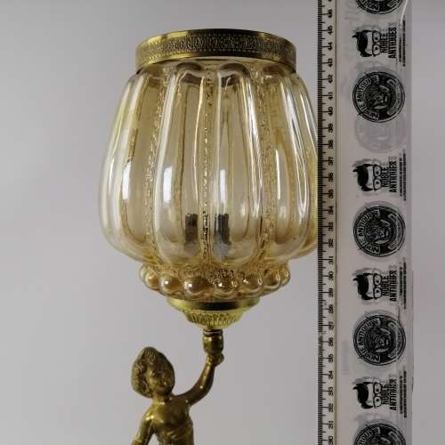 Large Ornate Vintage Footed Brass on Marble Base Lamp Stand and Glass Cover, Electrified, No Plug!!!