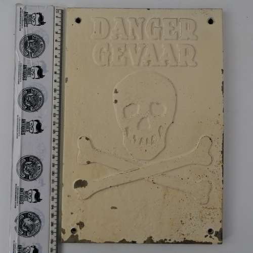 EXTREMELY Heavy Cast Iron Vintage Danger Sign!!!