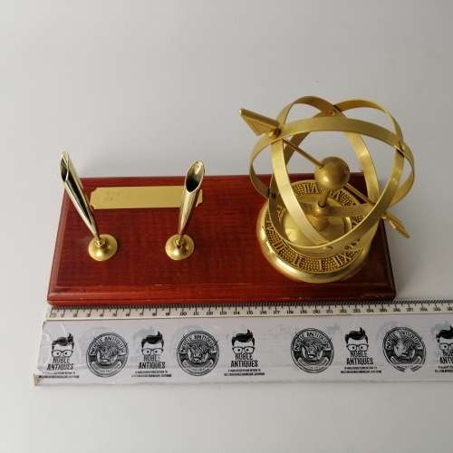 Original Brass on Wood Base Nautical Themed Pen Stand!!!