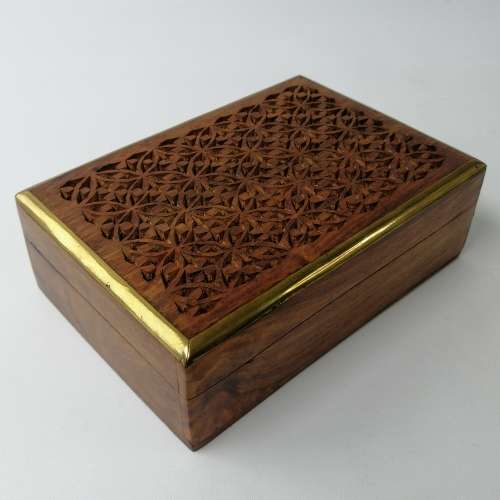Highly Detailed Hand Crafted Rosewood and Brass Trim Trinket Box!!!!