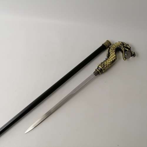 Ornate Bronze Finished Serpent Dragon Handle Sword/Dagger Walking Stick Combo!!!