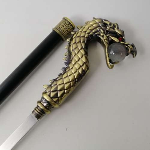 Ornate Bronze Finished Serpent Dragon Handle Sword/Dagger Walking Stick Combo!!!