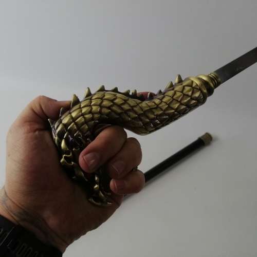Ornate Bronze Finished Serpent Dragon Handle Sword/Dagger Walking Stick Combo!!!