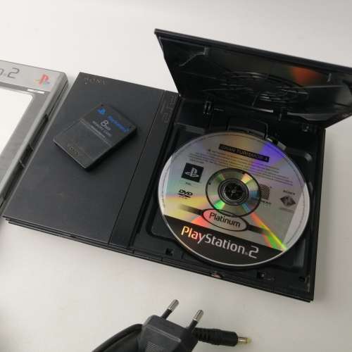 Original Playstation 2 Black Slimline Console, Remote and Game!! No TV Cable, Working!!!