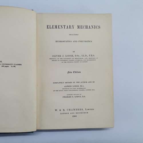 1900 Hardcover - Elementary Mechanics!!!