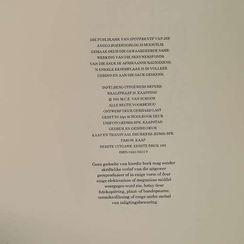 1981 Spot Prente van die Anglo Boere Oorlog - MCE Van Schoor (A4 Hardcover with Dust Jacket)!!!