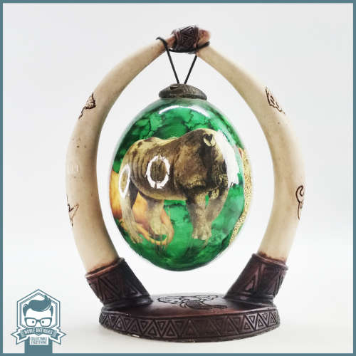 Fantastic!!! Highly Decorative Big Five Ostrich Egg On Stand !!!