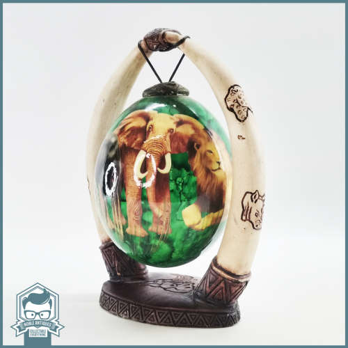 Fantastic!!! Highly Decorative Big Five Ostrich Egg On Stand !!!