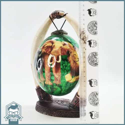 Fantastic!!! Highly Decorative Big Five Ostrich Egg On Stand !!!