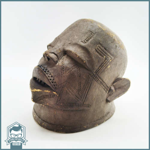Large Antique African Wood Carved Hollow Head Mask!!