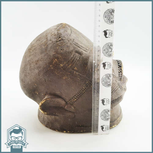Large Antique African Wood Carved Hollow Head Mask!!