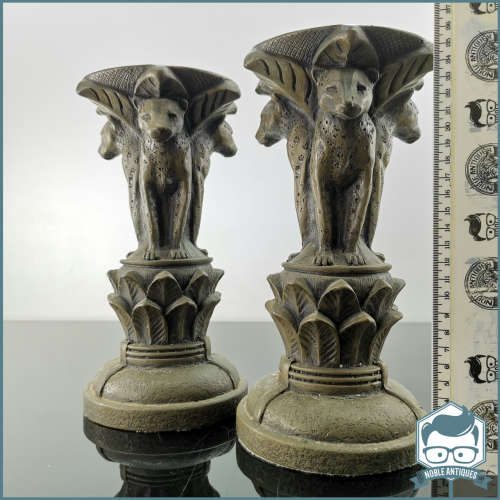 Two Large Leopard Inspired Bronze Finished Cast Resin Candle Stands!!! Bid For Both!!!