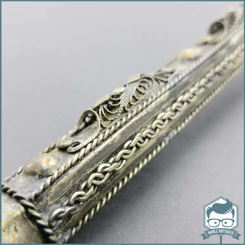 Original Silver Filigree on Wood Middle Eastern Smoking Pipe!!!!!