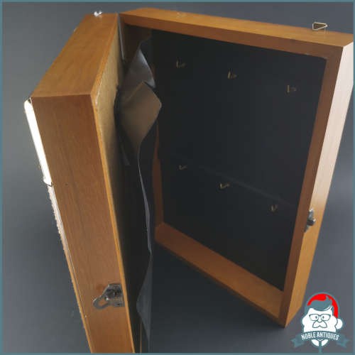 Decorative Brass Edged Maritime and Fishing Wall Mount Clock and Key Box!! Working!!!