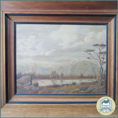 Original Wood Framed Antique Oil on Board South African Landscape !!! 60x50 cm