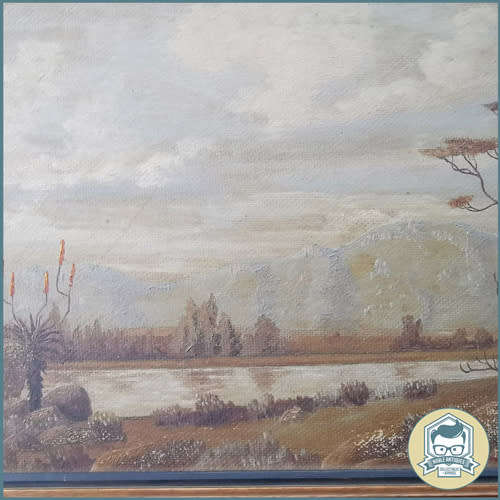 Original Wood Framed Antique Oil on Board South African Landscape !!! 60x50 cm