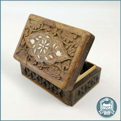 Vintage Sheesham Wood and Bone Inlay Trinket Box!!!