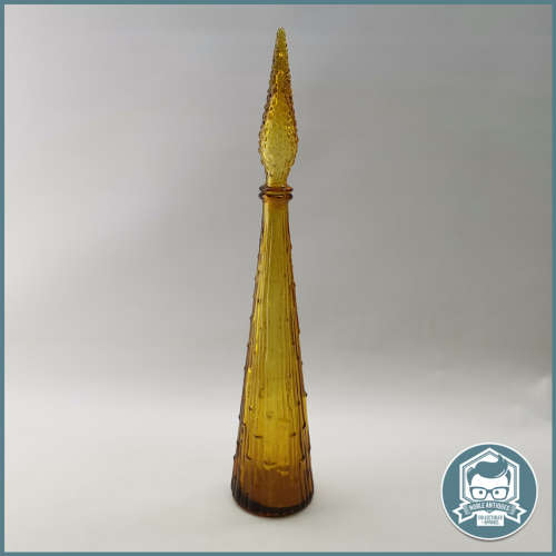 Large Vintage Italian Yellow glass Genie bottle Bubble decanter with lid!!!