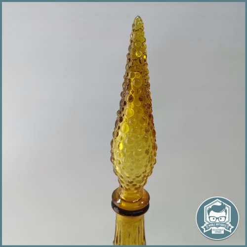 Large Vintage Italian Yellow glass Genie bottle Bubble decanter with lid!!!