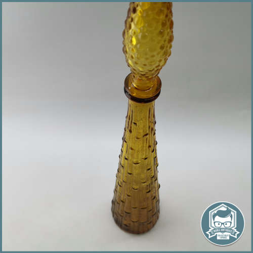 Large Vintage Italian Yellow glass Genie bottle Bubble decanter with lid!!!