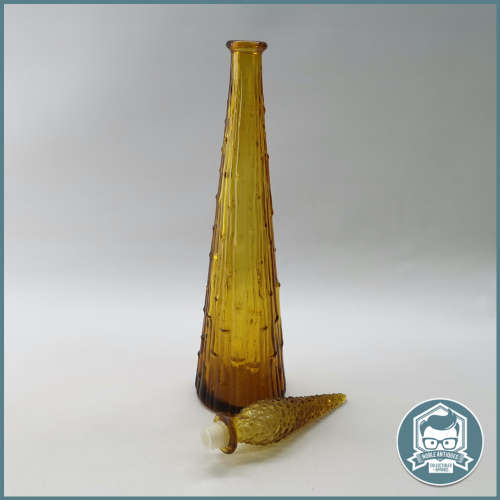 Large Vintage Italian Yellow glass Genie bottle Bubble decanter with lid!!!