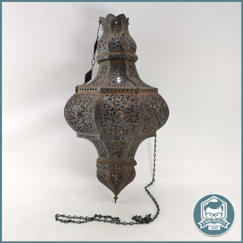 Large Mid-Century Moroccan Hanging Metal Lantern - 80cm!!!
