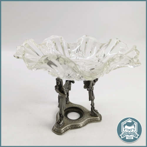 Pewter and Pressed Glass Fairy Sweet Bowl!!