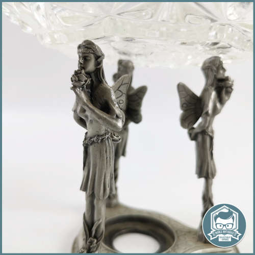 Pewter and Pressed Glass Fairy Sweet Bowl!!