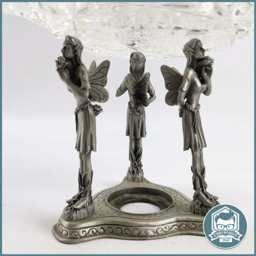 Pewter and Pressed Glass Fairy Sweet Bowl!!