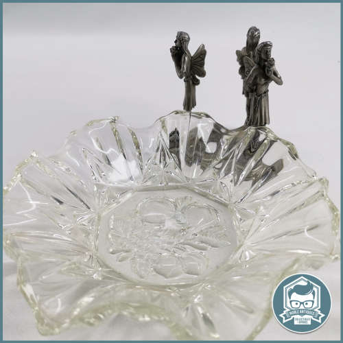 Pewter and Pressed Glass Fairy Sweet Bowl!!