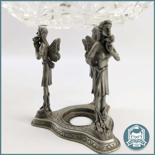Pewter and Pressed Glass Fairy Sweet Bowl!!